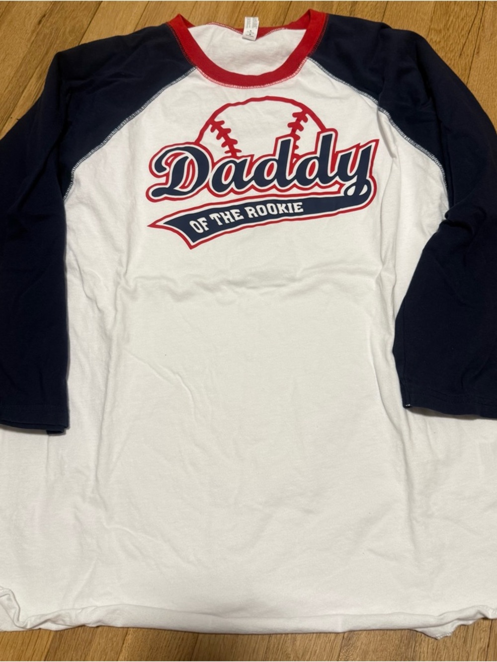 Daddy of the Rookie Navy & White Raglan Kids Tee